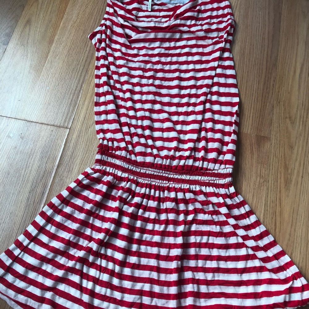 Red and white striped dress
